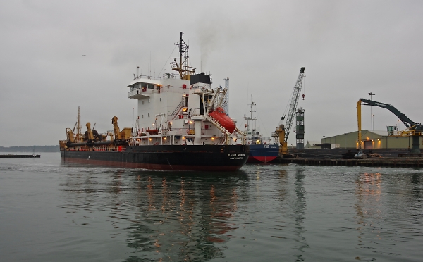 Sand Heron arriving at Poole Harbour