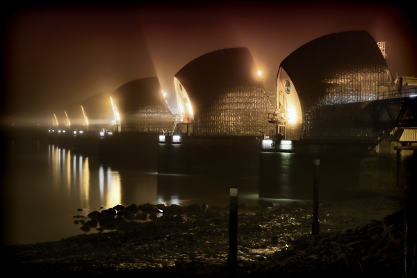 Foggy Thames Barrier
