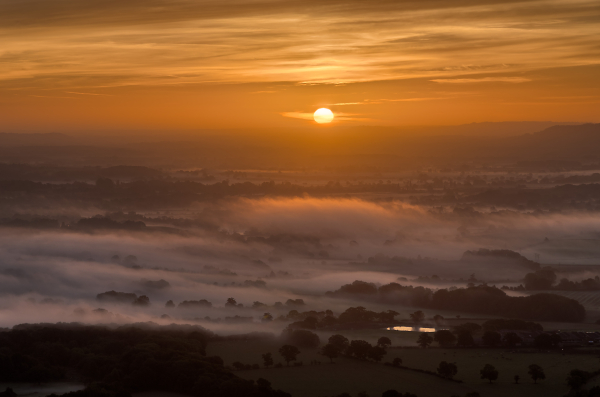 Sunrise over Malvern valley