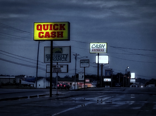 Night falls in small-town Tennessee