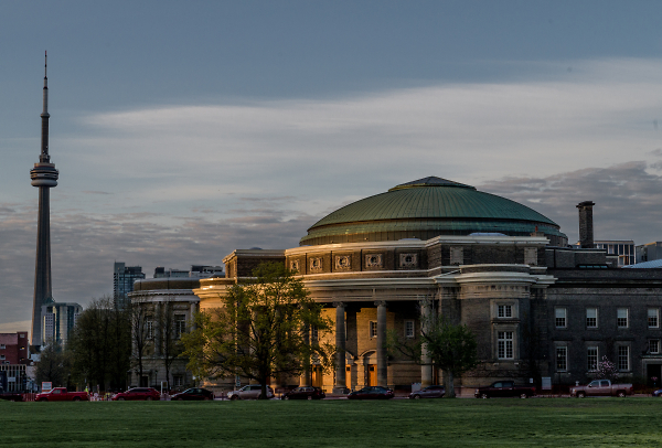CN Tower from Convocation Hall, University of Toronto, Early Morning