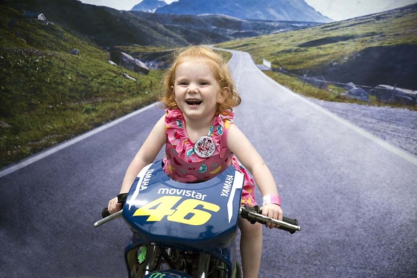 Happy motorcyclist