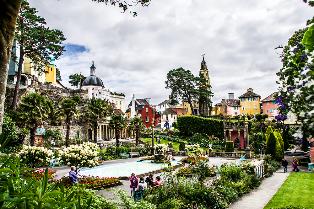 Portmeirion gardens on a dull day