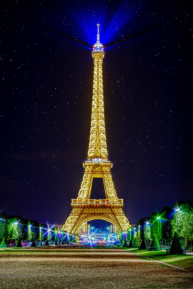 Eiffel tower with starry sky