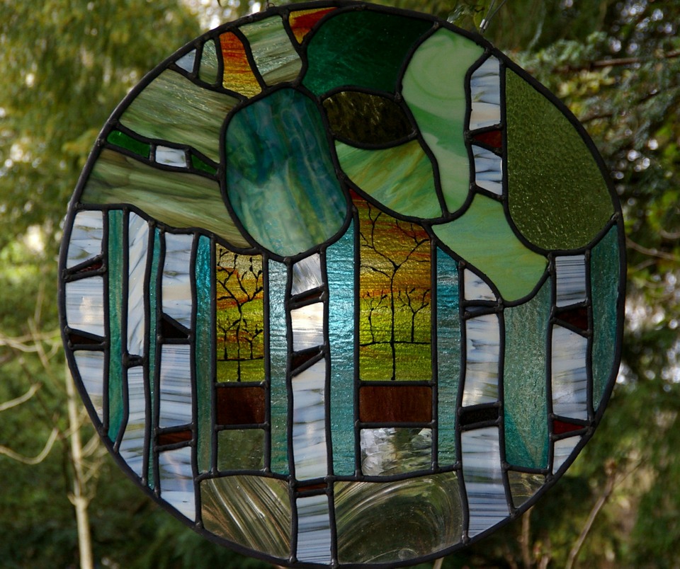 Stained glass panel.