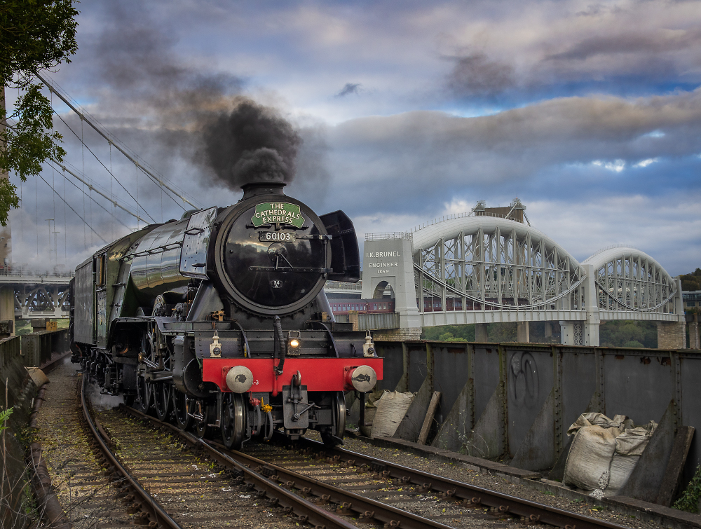 The Flying Scotsman approaches Saltash Station