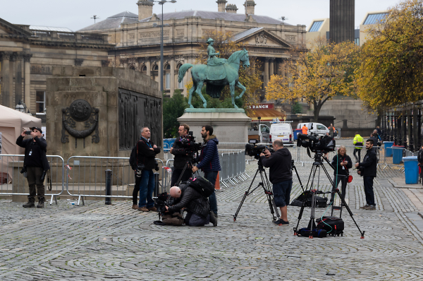 Waiting to photograph the Giants waking - Liverpool 2018 Day 1