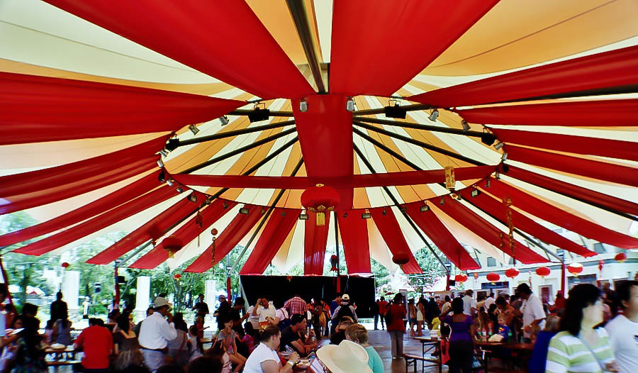 Under the tent