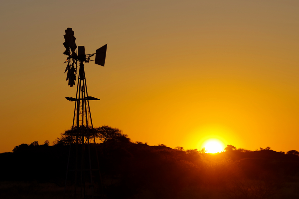 sunset by the old windpump