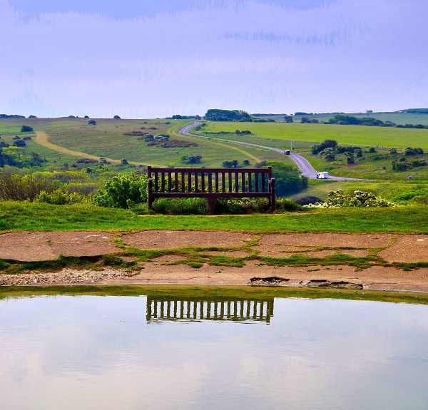 Bench by the dew pond