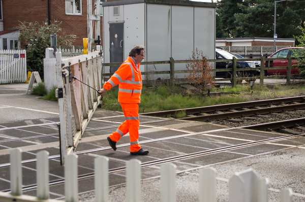 The man who operates the railway crossing.....
