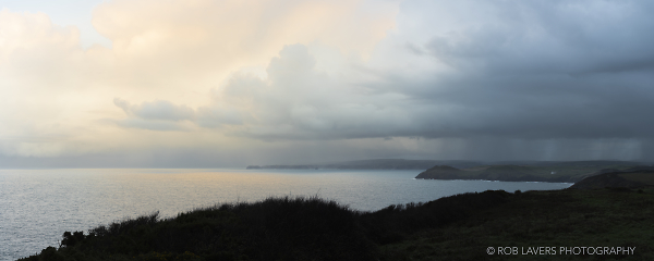 Evening light over Port Quin bay