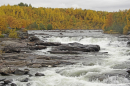 Autumn colours at Neiden rapids in north-eastern Norway border=
