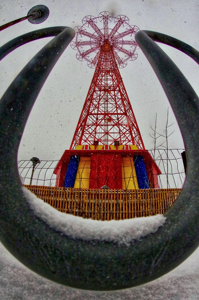 Coney Island during a blizzard