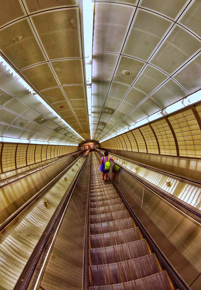Descending into the Number 7 subway line.