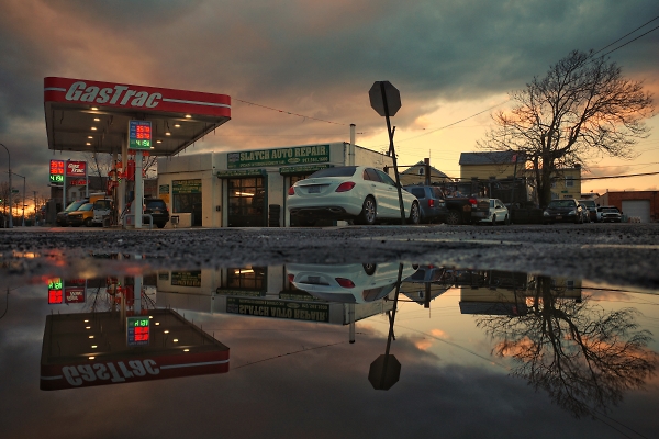 Reflection of a gas station