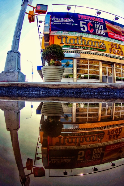 Reflection of Nathan’s Famous Hotdogs