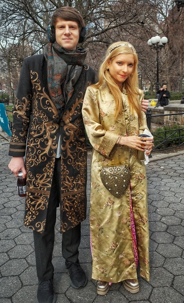Colorfully dressed couple
