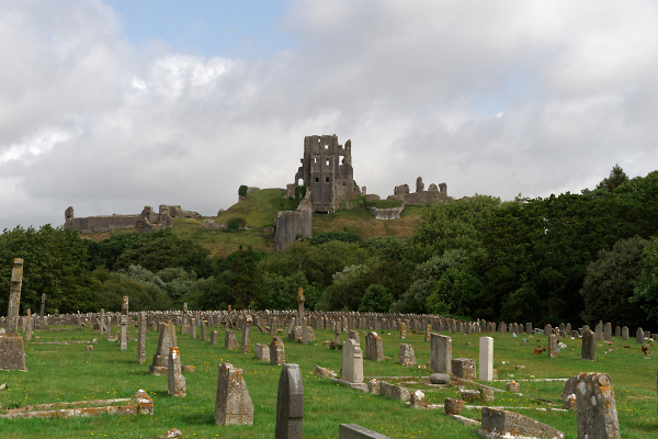 Corfe Castle viewed from God's Acre