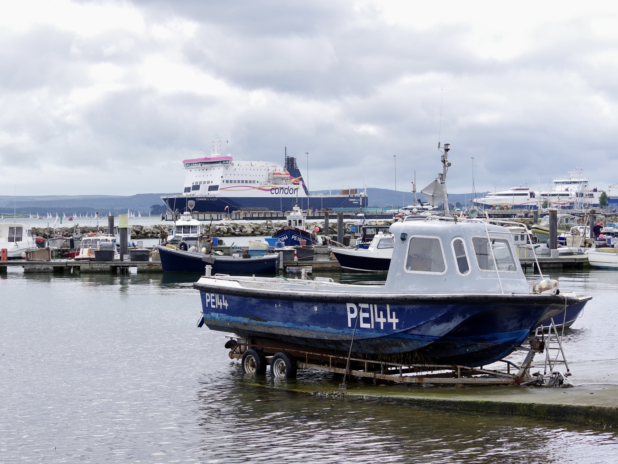 The Condor ferry in Poole harbour.