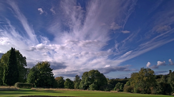 cumulo-cirrus clouds over the golf course.
