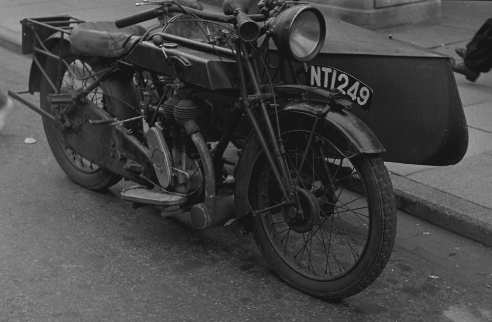 Old Motorbike and Sidecar - Old film