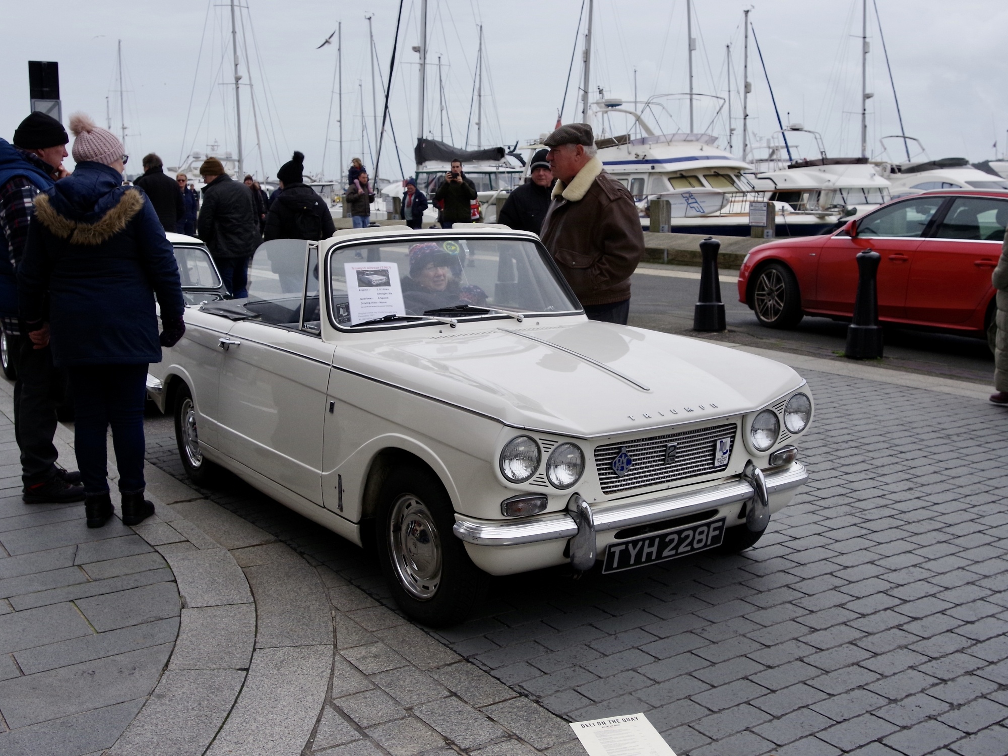 Classic cars on Poole Quay on NYD.