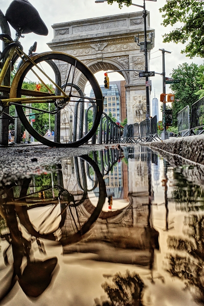 Washington Square Park NYC on a rainy day