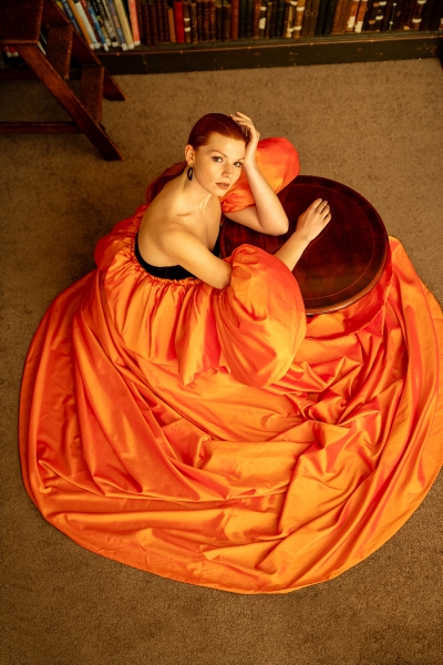 Mrs Orange in the library