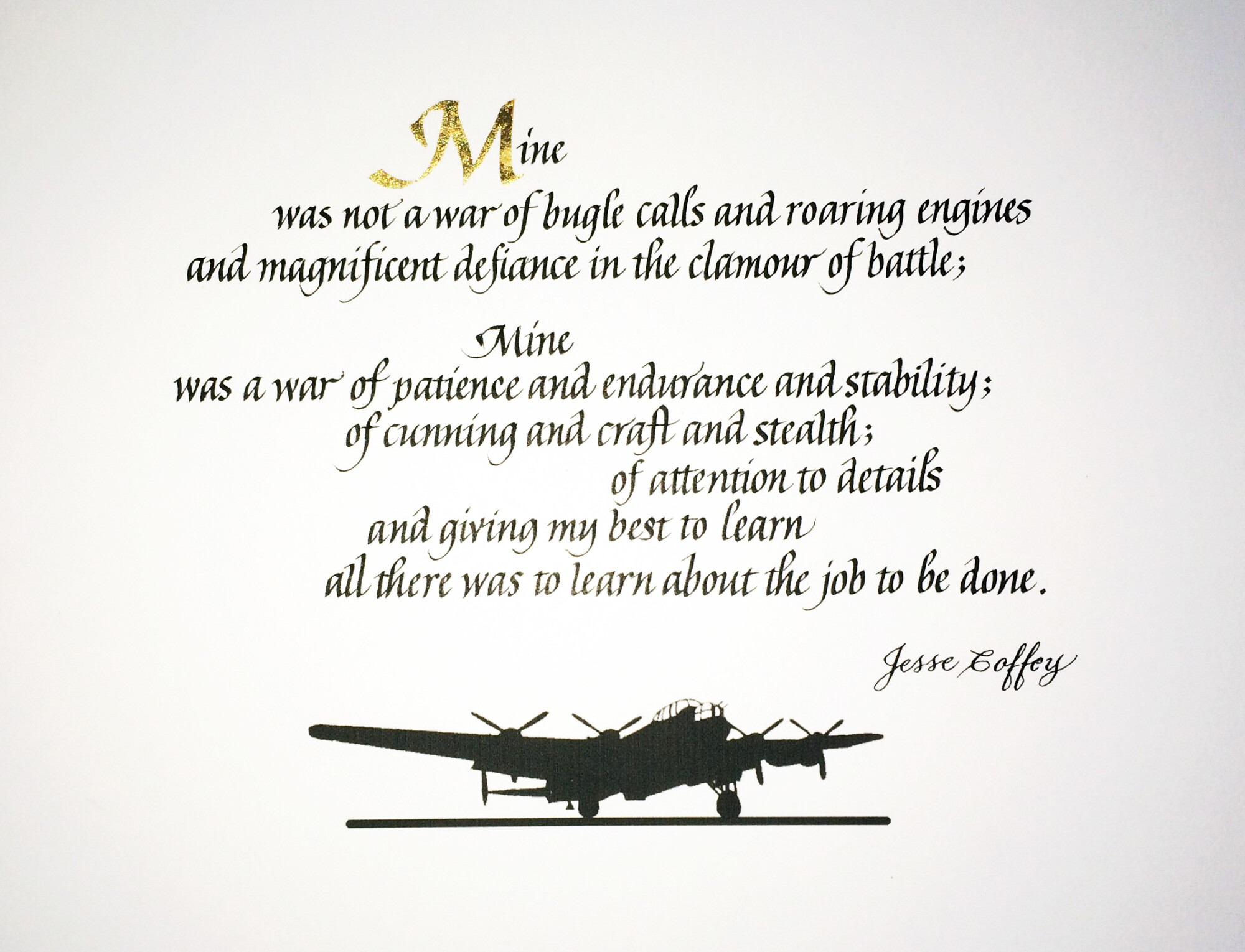 Calligraphic Piece Honouring a WW II Veteran