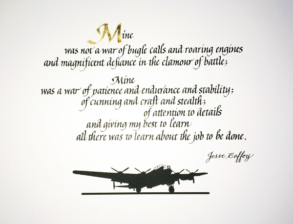 Calligraphic Piece Honouring a WW II Veteran