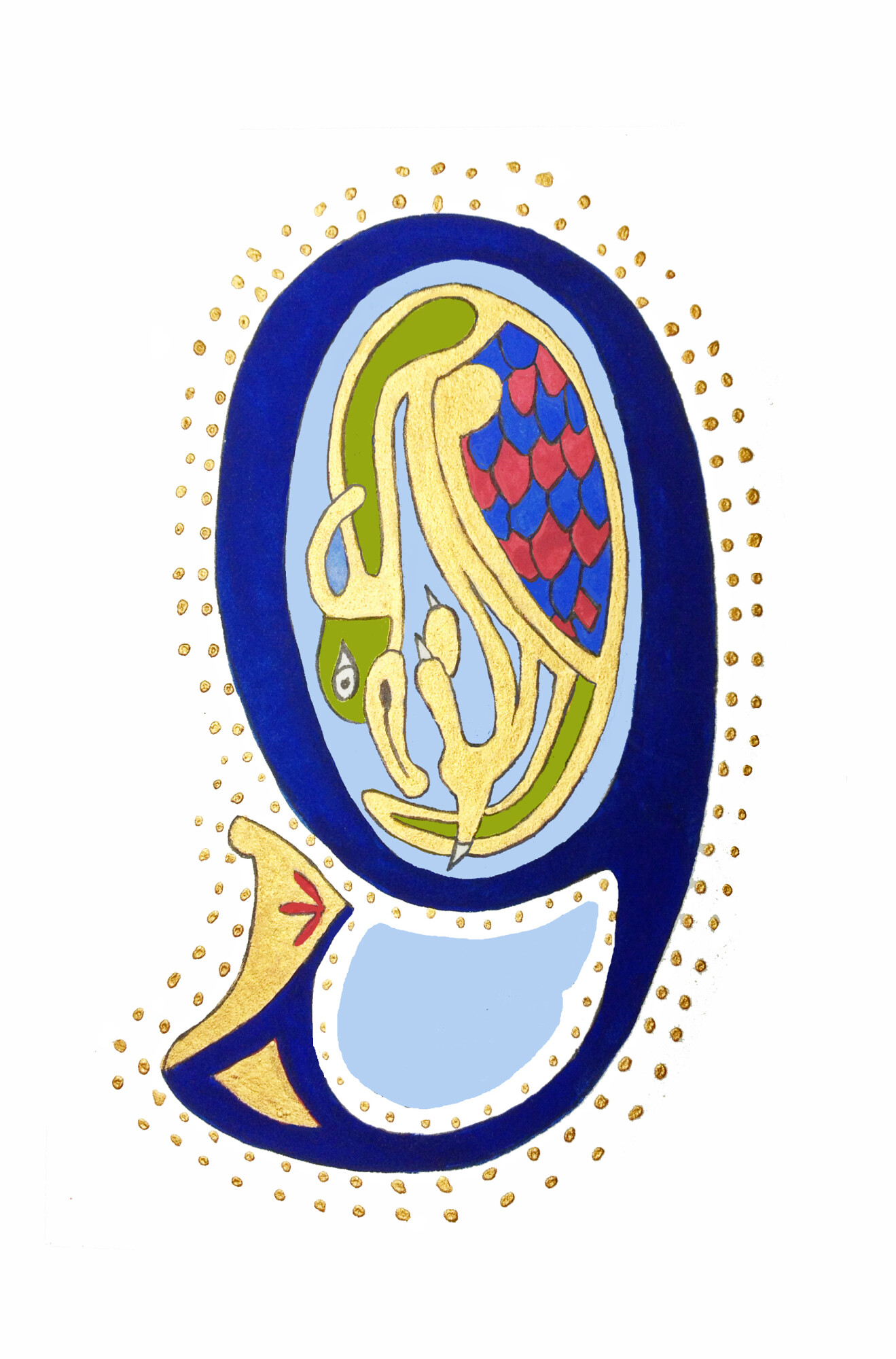 The number 9 as shown in the Lindisfarne Gospel
