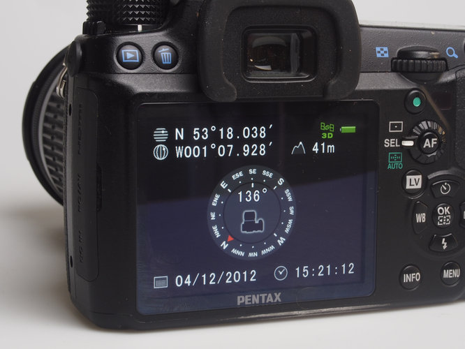 Pentax O-GPS1 compass being used